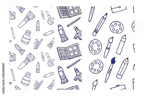 Artistic Abundance: A collection of hand-drawn art supplies, capturing the essence of creativity.  