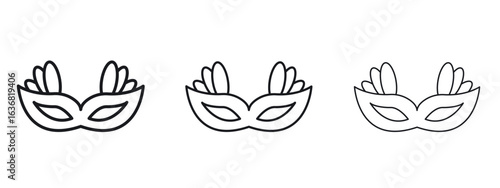 Mask for brazil carnival celebration icon vector Logo Design Template. Editable Stroke graphics.