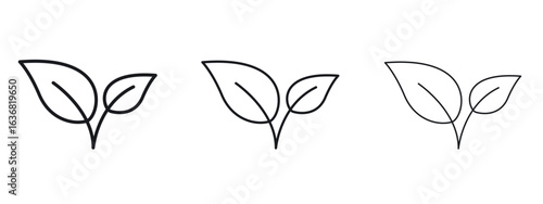 Leafs icon vector Logo Design Template. Editable Stroke graphics.