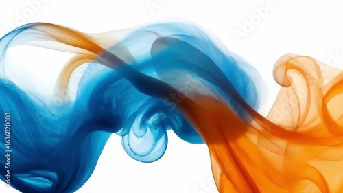 Colorful Abstract Waves Flowing Gently in Blue Orange and White Shades for Background or Design Use