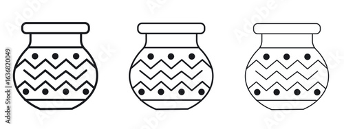 Indian pot icon vector Logo Design Template. Editable Stroke graphics.