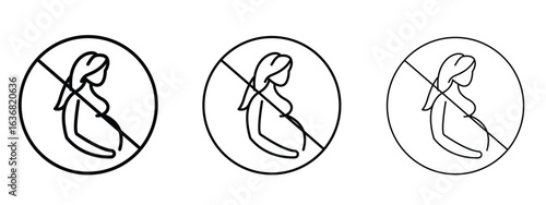 Forbidden pregnant icon vector Logo Design Template. Editable Stroke graphics.