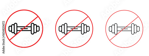 Forbidden barbell sign vector Logo Design Template. Editable Stroke graphics.