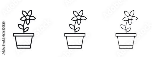 Flowerpot icon vector Logo Design Template. Editable Stroke graphics.