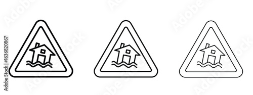 Flood disaster sign vector Logo Design Template. Editable Stroke graphics.