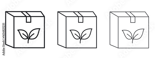 Eco packaging icon vector Logo Design Template. Editable Stroke graphics.