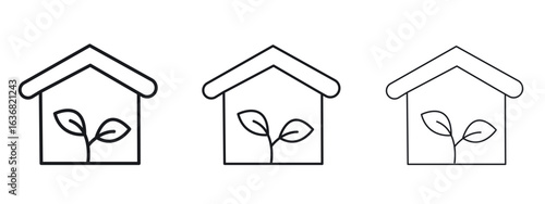 Eco house icon vector Logo Design Template. Editable Stroke graphics.