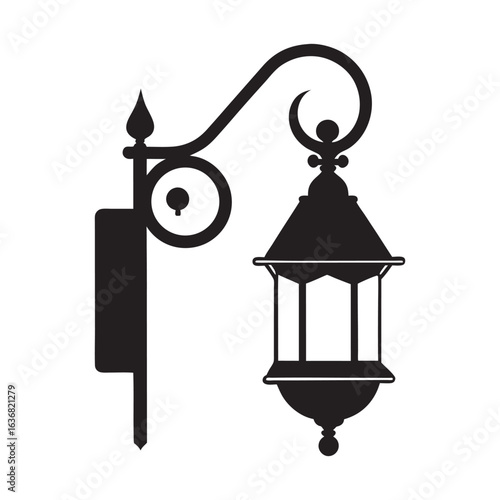 Vintage Wall Oil Lamp With Bracket Silhouette Design