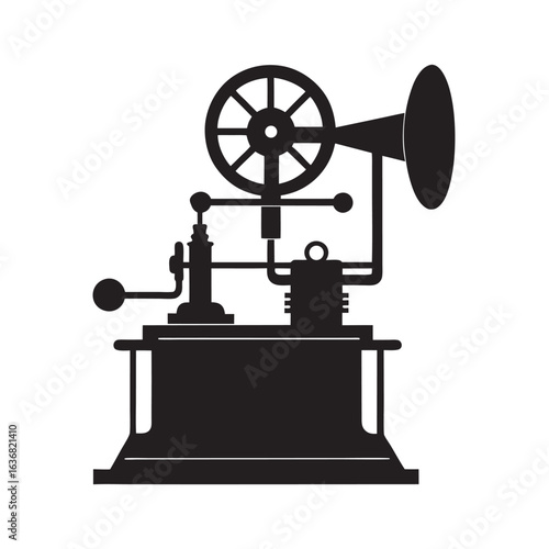 Old Fashioned Telegraph Machine Silhouette Vector
