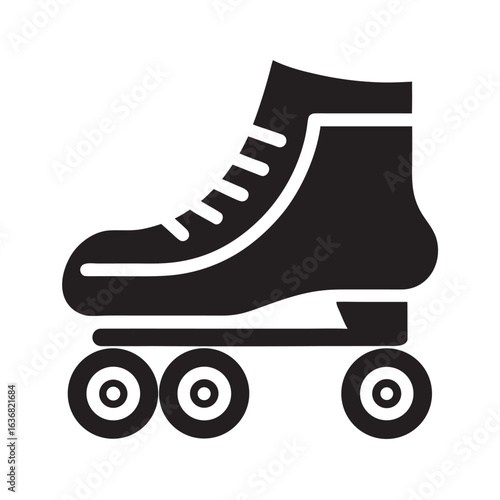 Vintage Roller Skate With Leather Straps Silhouette Illustration