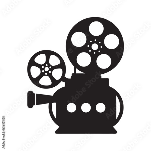 Old Movie Projector with Reels Silhouette Vector