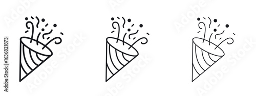 Confetti party popper icon vector Logo Design Template. Editable Stroke graphics.