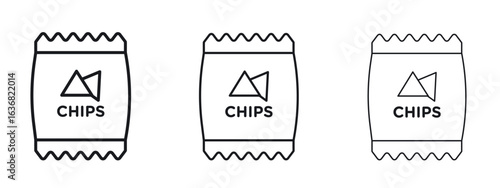 Chips icon vector Logo Design Template. Editable Stroke graphics.