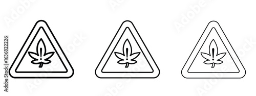 Cannabis packaging warning sign vector Logo Design Template. Editable Stroke graphics.