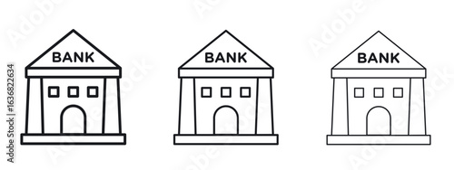Bank building icon vector Logo Design Template. Editable Stroke graphics.
