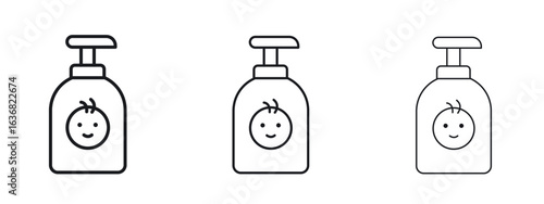 Baby shampoo icon vector Logo Design Template. Editable Stroke graphics.