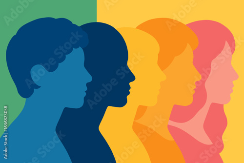 Diverse group of men from various ethnic backgrounds standing together, depicted in a flat vector style illustration