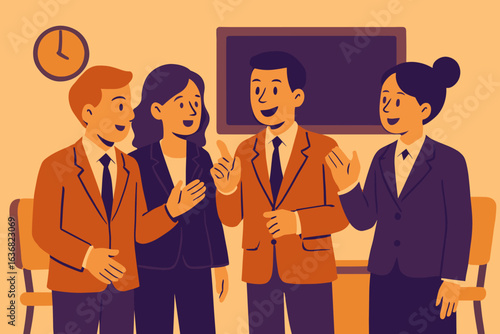 Vector illustration of diverse people in web windows discussing an idea, isolated on background, representing an online business discussion concept