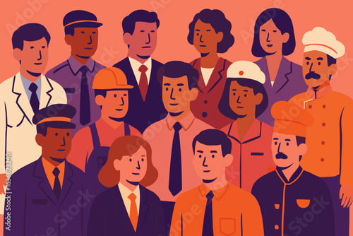 Illustration of a varied crowd of individuals from multiple careers and jobs