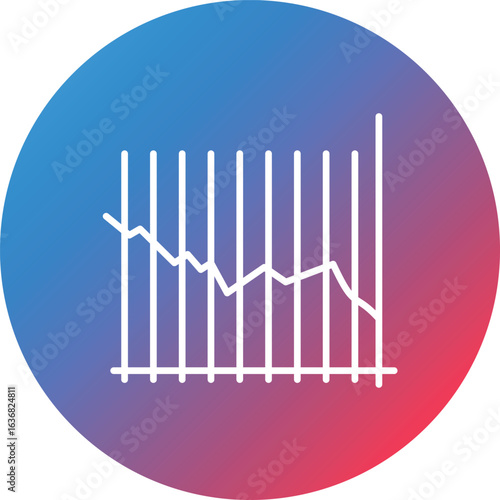 Trend Chart Line Gradient Circle Background Icon
