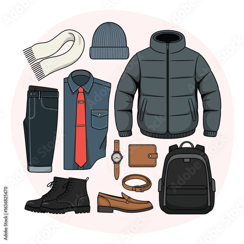 Collection of stylish men s winter clothing and accessories