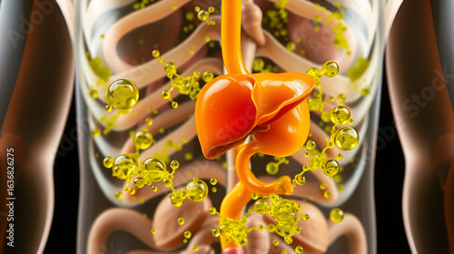 Liver Bile: The liver secretes bile to aid in the digestion of fats, while also facilitating the excretion of bilirubin and cholesterol as waste products.