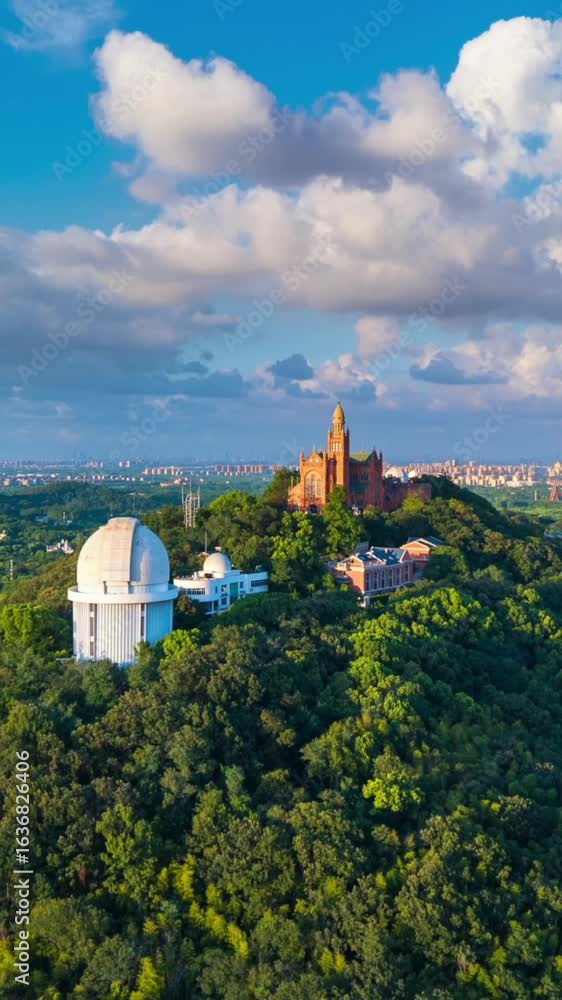 Aerial photography of West Sheshan Hill architectural scenery in Shanghai, China Aerial photography of West Sheshan Hill architectural scenery in Shanghai, China