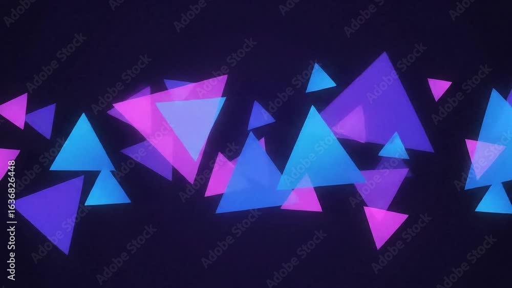 Abstract glowing triangles pattern with vibrant blue and purple neon ...