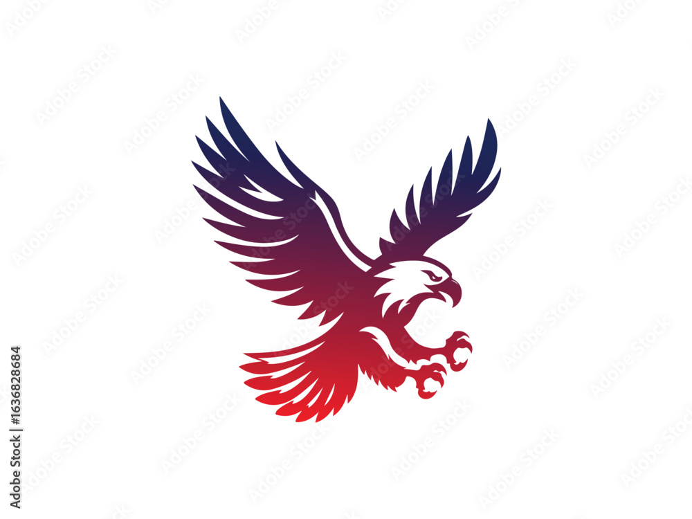 Obraz premium Black Silhouette of Flying Eagle Vector Illustration