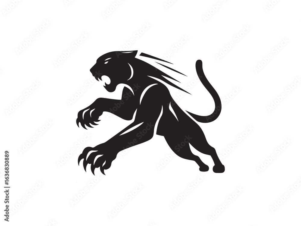 Obraz premium Black panther on white background 