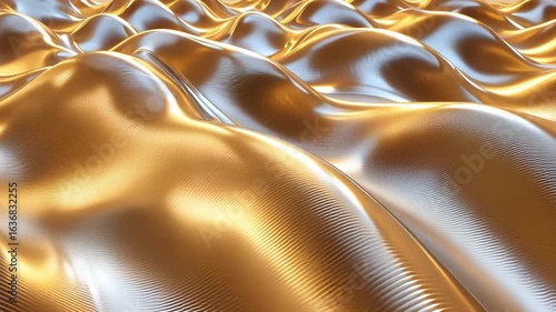 Shimmering Golden Wave Texture with Smooth Flowing Patterns and Reflective Surface for Abstract Background