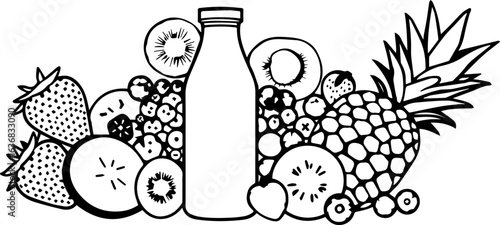 Healthy Juice with Berries and Tropical Fruits

