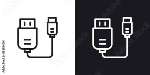 USB cable icon vector symbol in Line Art Style for Design, Presentation, Website or Apps Elements.