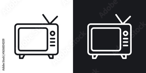 Television icon vector symbol in Line Art Style for Design, Presentation, Website or Apps Elements.