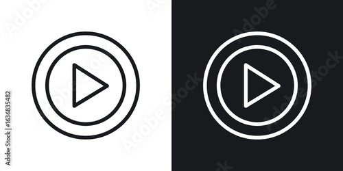 Play icon vector symbol in Line Art Style for Design, Presentation, Website or Apps Elements.