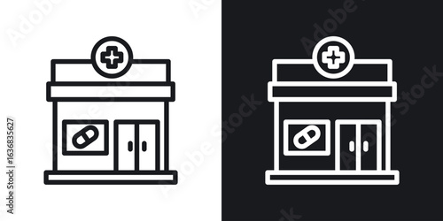 Pharmacy icon vector symbol in Line Art Style for Design, Presentation, Website or Apps Elements.