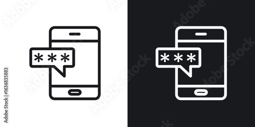 Otp sms password icon vector symbol in Line Art Style for Design, Presentation, Website or Apps Elements.