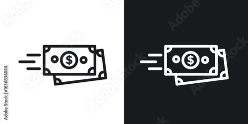 Money transfer icon vector symbol in Line Art Style for Design, Presentation, Website or Apps Elements.