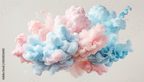 Captivating swirls of delicate pastel pink and serene blue ink bloom and dance together creating a vibrant yet soft abstract visual spectacle perfect for creative projects