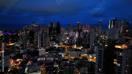 Wallpaper Mural Nighttime image from a drone showing the illuminated skyline of Panama City at night, Panama City, Panama, Central America Torontodigital.ca
