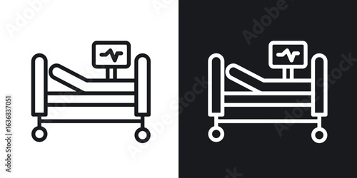 Hospital bed icon vector symbol in Line Art Style for Design, Presentation, Website or Apps Elements.
