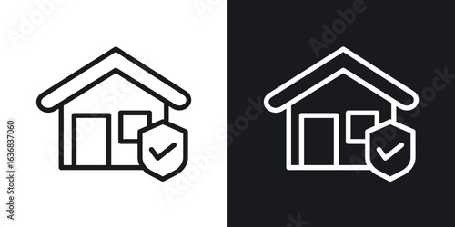 Home insurance icon vector symbol in Line Art Style for Design, Presentation, Website or Apps Elements.