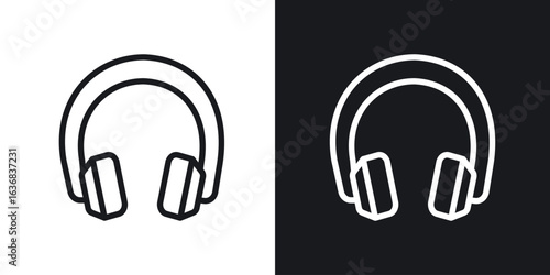 Headphones icon vector symbol in Line Art Style for Design, Presentation, Website or Apps Elements.