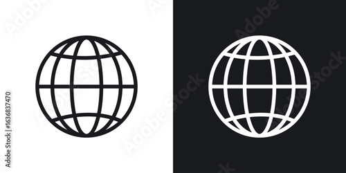 Globe icon vector symbol in Line Art Style for Design, Presentation, Website or Apps Elements.