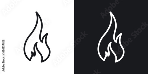 Fire icon vector symbol in Line Art Style for Design, Presentation, Website or Apps Elements.