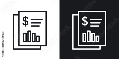 Financial report icon vector symbol in Line Art Style for Design, Presentation, Website or Apps Elements.