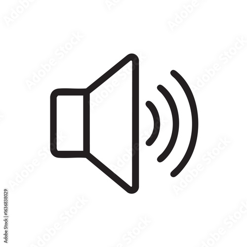 Simple Line Art Icon for Loudspeaker with Sound Waves