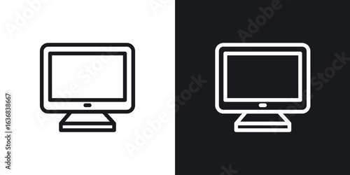 Computer icon vector symbol in Line Art Style for Design, Presentation, Website or Apps Elements.