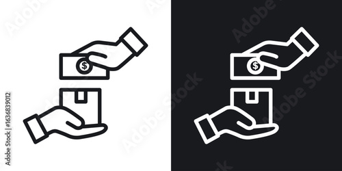 Cash on delivery icon vector symbol in Line Art Style for Design, Presentation, Website or Apps Elements.