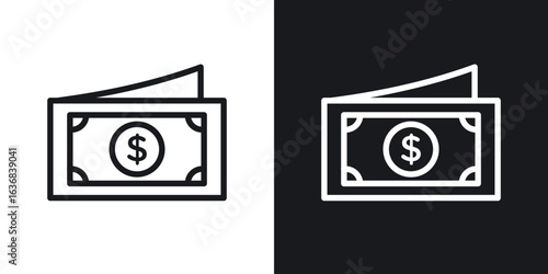 Cash icon vector symbol in Line Art Style for Design, Presentation, Website or Apps Elements.